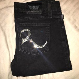 Rock & Republic Black Jeans With Silver Sequins On Back Pockets